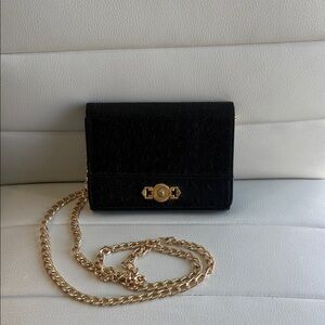 Versace Black leather wallet with Gold Chain